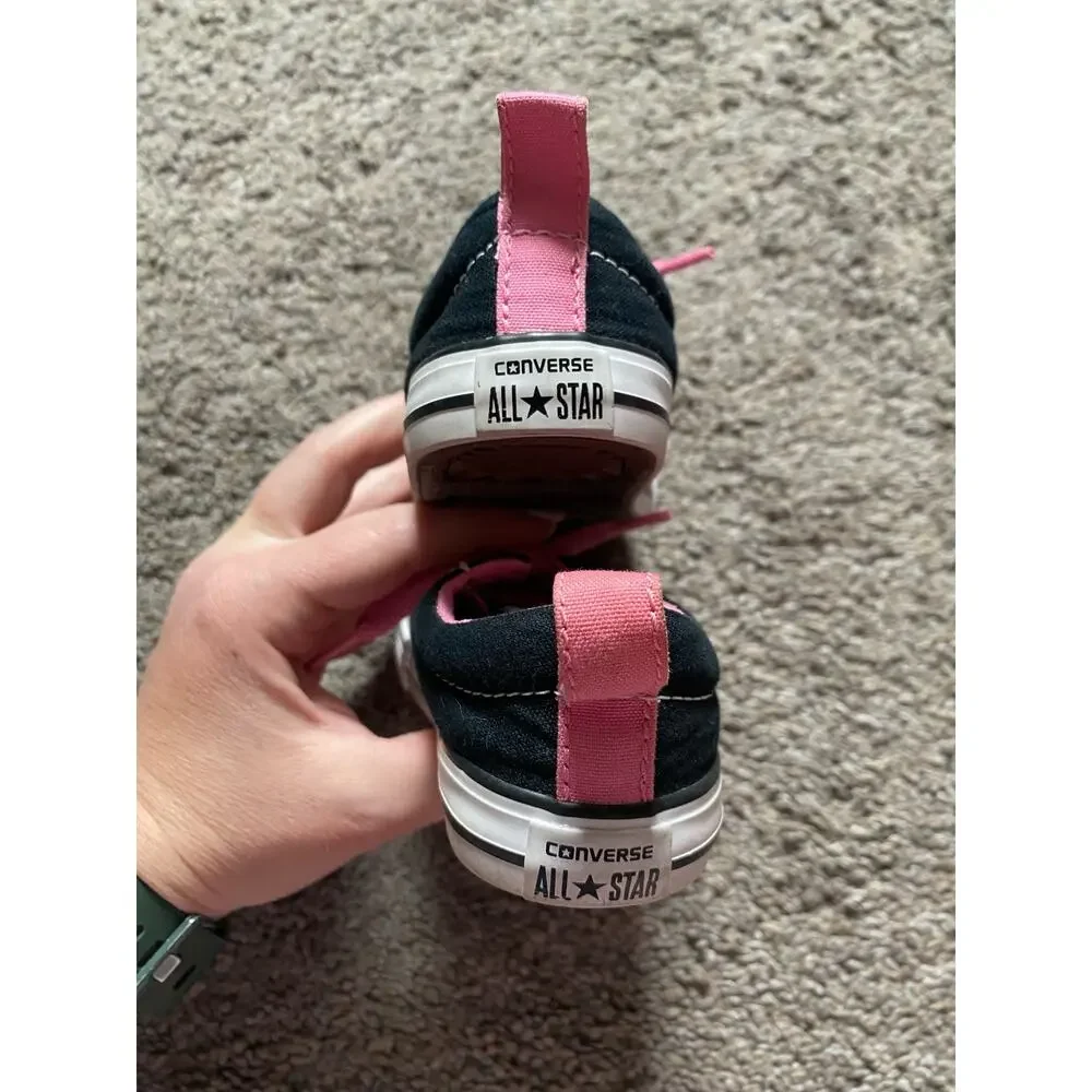 Black and Pink Kids Converse- size 6